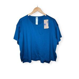 ASICS Women’s Flex Stretch Short Sleeve Top XL Blue Quick-Dry Relaxed Fit NWT